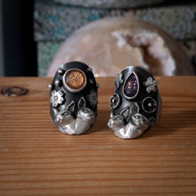 Size 7.5 -  Dionysian Blossom Silver Shield Ring - Purple Bloodshot Iolite