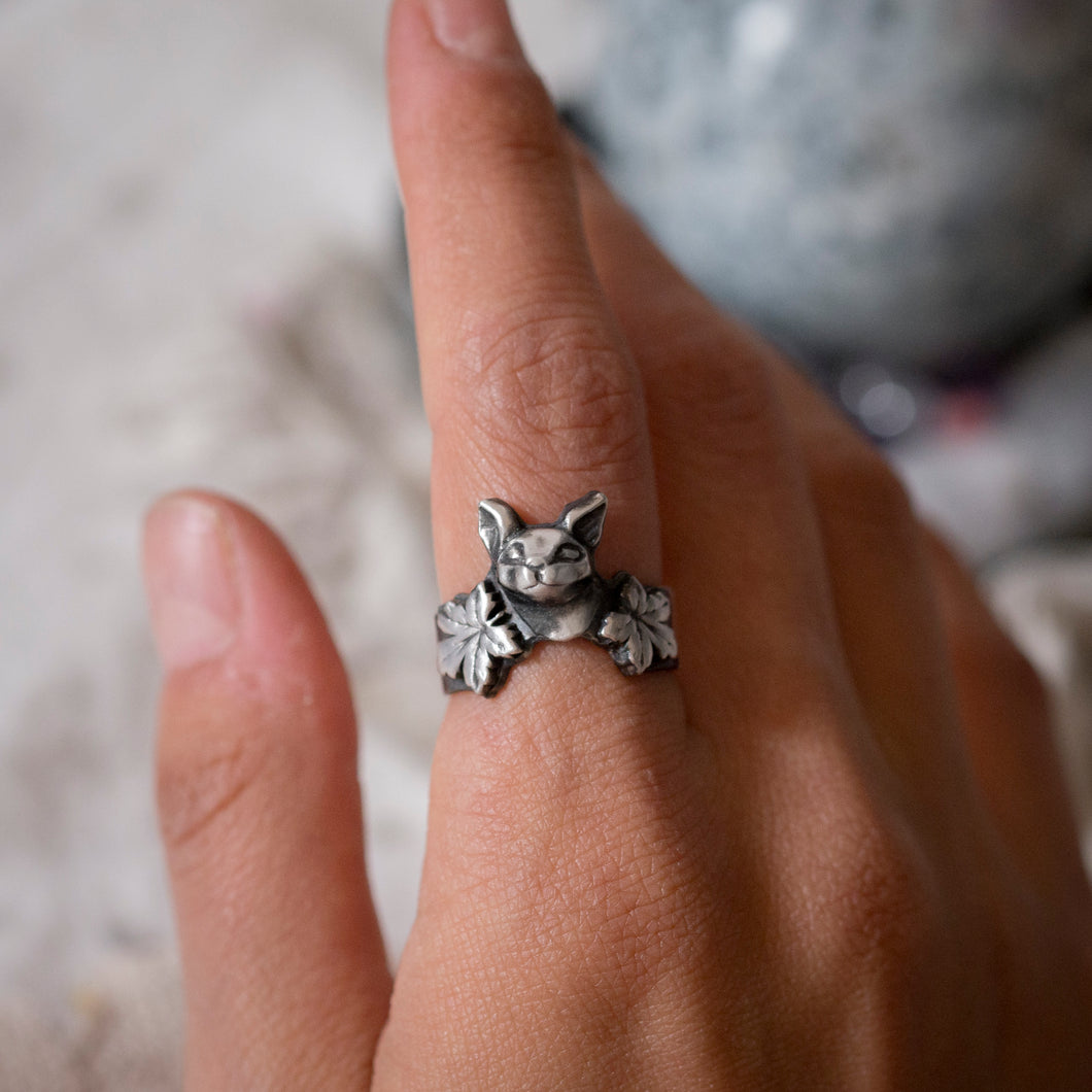Size 7US / 55EU - Dioni cat small ring - Fine and sterling silver