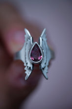 Flight (Size 7.5 US) - Sterling silver winged ring ft. bicolor tourmaline