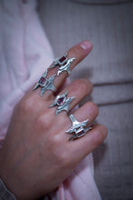 Flight (Size 9 US) - Sterling silver winged ring ft. bicolor tourmaline