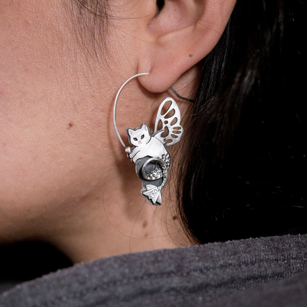 MERMAID HOOPS - Silver earrings