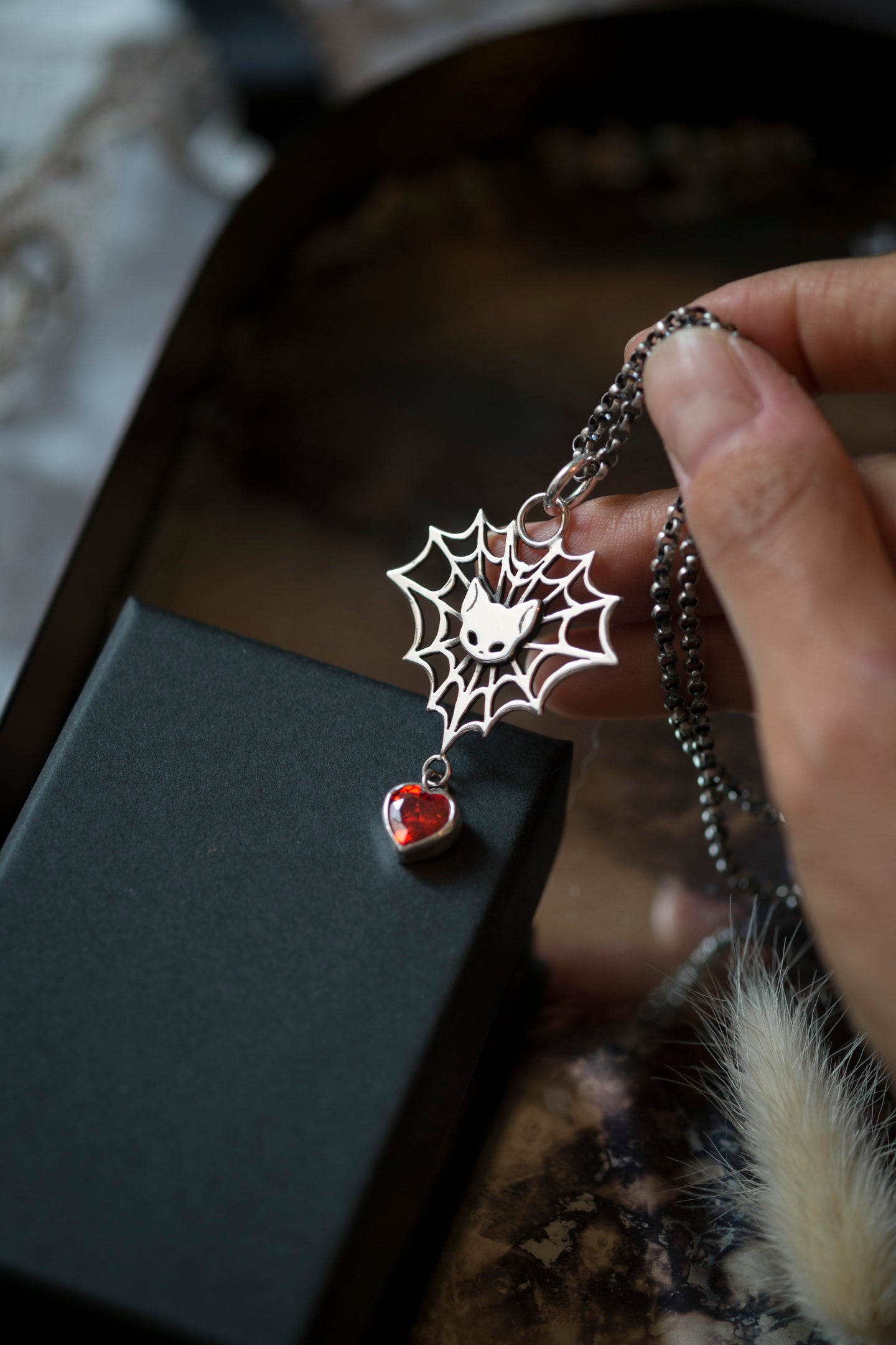 Kitty Spider Web Pendant