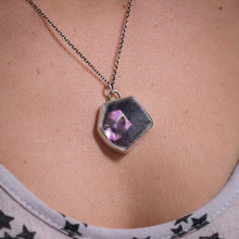 Natural Trapiche Amethyst pendant with secret cat skull